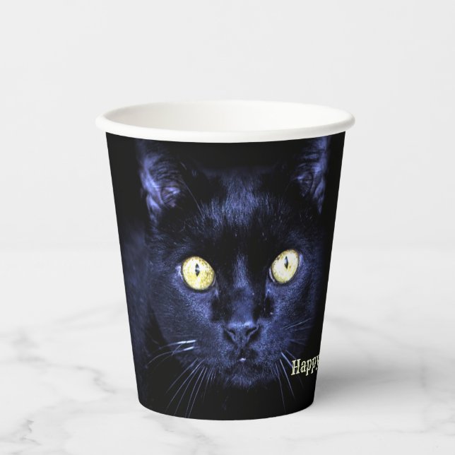 Halloween Party Scary Black Cat Horror Night Paper Cups (Front)