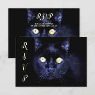 Halloween Party Scary Black Cat Horror Night RSVP Card
