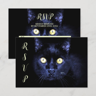 Halloween Party Scary Black Cat Horror Night RSVP Card