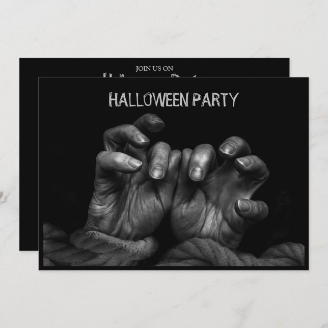 Halloween Party Scary Evil Hands Black Spooky Invitation (Front/Back)