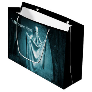 Halloween Party Scary Ghost Dark Blue Night Black Large Gift Bag
