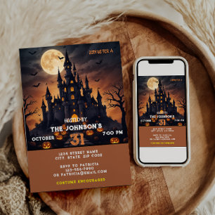 Halloween Party Scary Pumpkin Costume Kids Adults Invitation