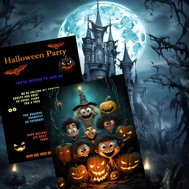 Halloween Party Scary Pumpkins Smiling Creatures Invitation (Creator Uploaded)