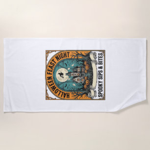 Halloween Party Shirt Spooky Feast Haunted House_1 Beach Towel