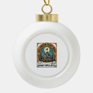 Halloween Party Shirt Spooky Feast Haunted House_1 Ceramic Ball Christmas Ornament