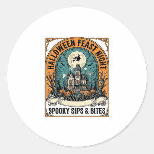 Halloween Party Shirt Spooky Feast Haunted House_1 Classic Round Sticker