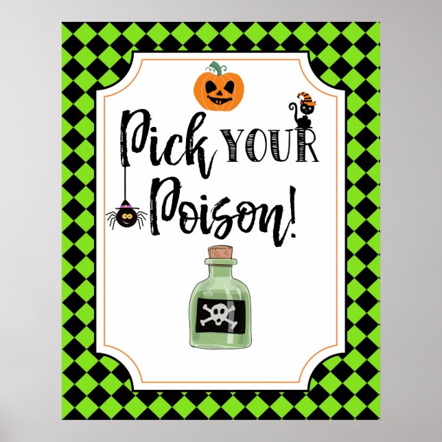 halloween party sign pick your poison (Front)
