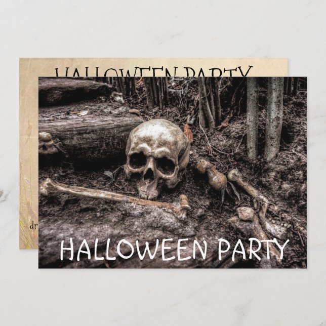Halloween Party Skull Invitation Personalised (Front/Back)