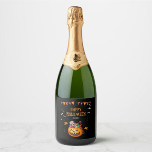 Halloween party sparkling wine label