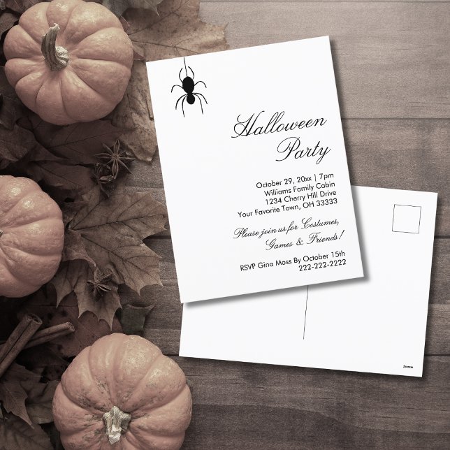 Halloween Party Spiders Black White Invitation (Creator Uploaded)