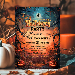 Halloween Party Spooky Pumpkin Costume Kids Adults Invitation