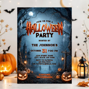 Halloween Party Spooky Pumpkin Costume Kids Adults Invitation
