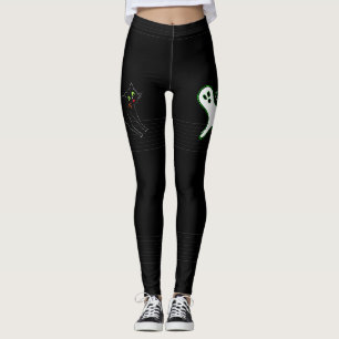 Halloween Party Spooky Scary Cat Cute Ghost Black Leggings