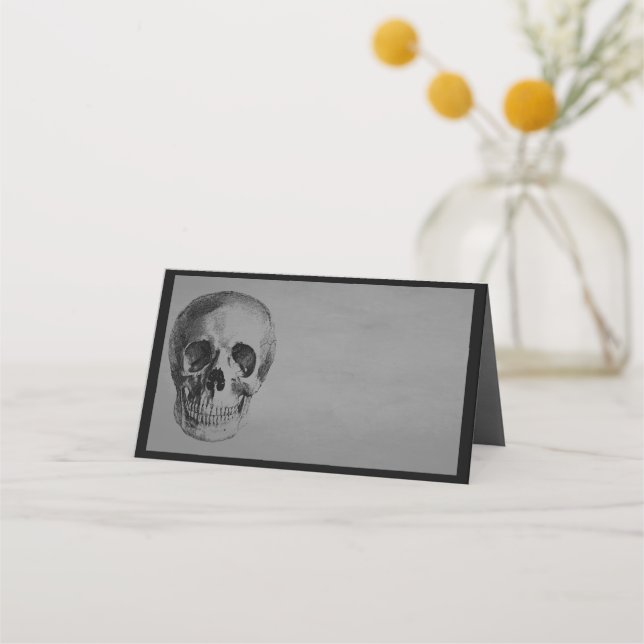 Halloween Party Spooky Skull Place Card (Front)