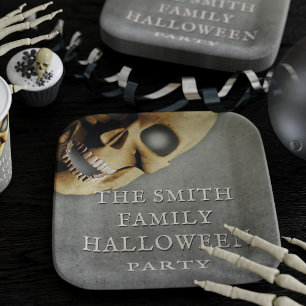 Halloween Party Spooky Skull Square Paper Plates