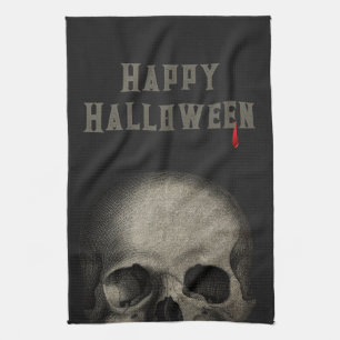 Halloween Party Spooky Skull  Tea Towel