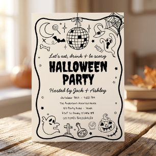 Halloween Party Spooky Spooktacular Groovy Retro Invitation