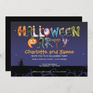 Halloween Party Spooky Typography Personalised Invitation
