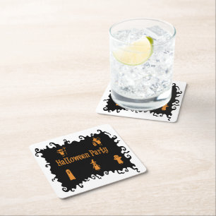 Halloween Party Square Paper Coaster