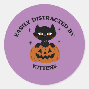 Halloween party stickers black cat