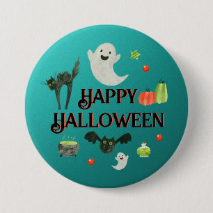 Halloween Party Teal and Green 7.5 Cm Round Badge