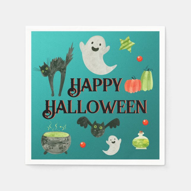 Halloween Party Teal and Green Napkin (Front)