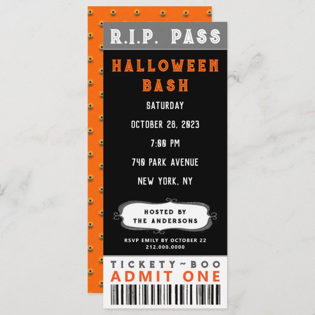 Halloween Party Ticket Invitation (Front/Back)