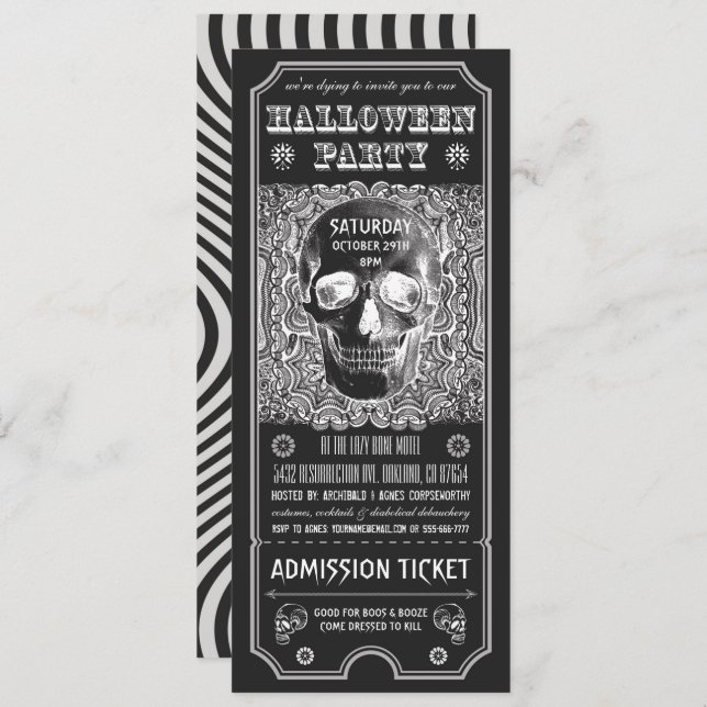 Halloween Party Ticket Invitations Psychedelic (Front/Back)