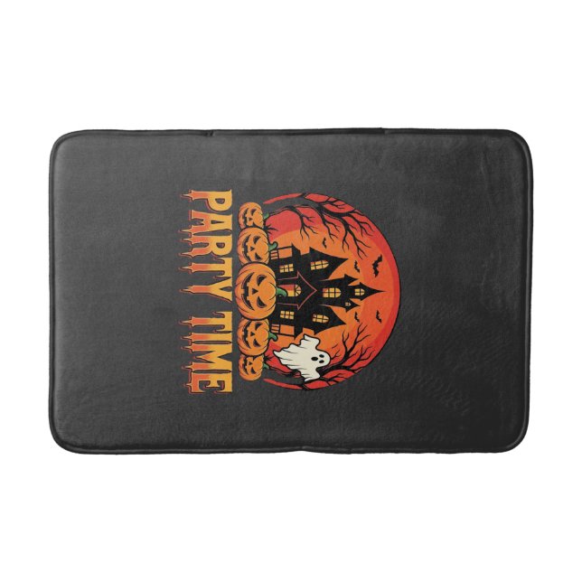 Halloween Party Time Ghost Pumpkin Design_1 Bath Mat (Front)