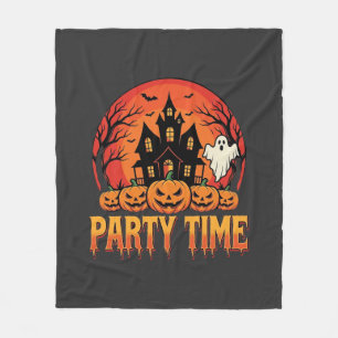 Halloween Party Time Ghost Pumpkin Design_1 Fleece Blanket