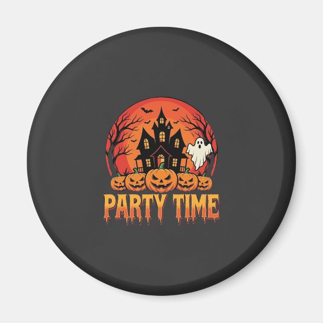 Halloween Party Time Ghost Pumpkin Design_1 Magnet (Front)