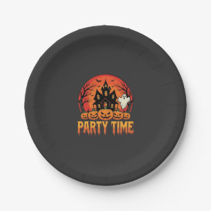 Halloween Party Time Ghost Pumpkin Design_1 Paper Plate