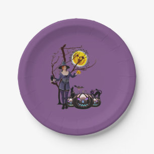 Halloween Party Time in Purple Paper Plate