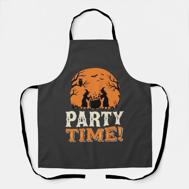 Halloween Party Time Witch Cauldron Design_1 Apron (Front)