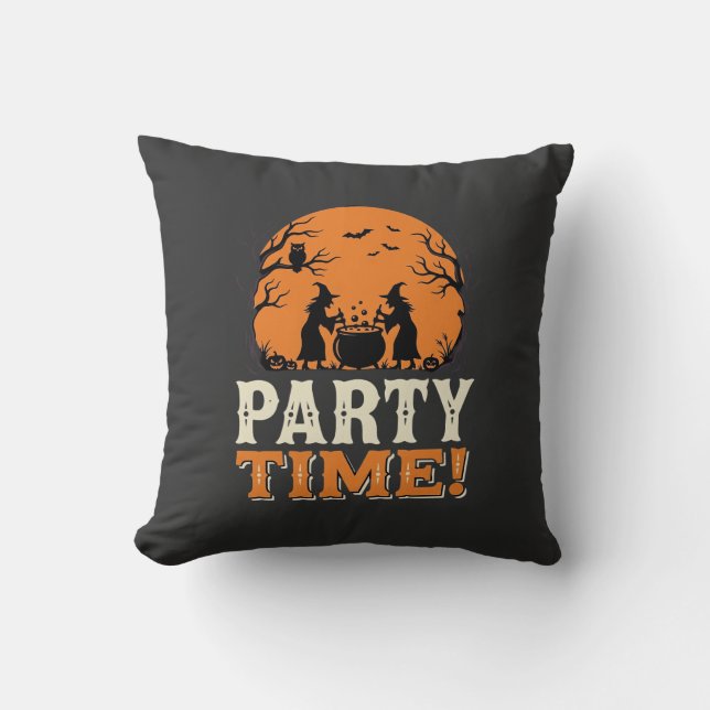 Halloween Party Time Witch Cauldron Design_1 Cushion (Front)