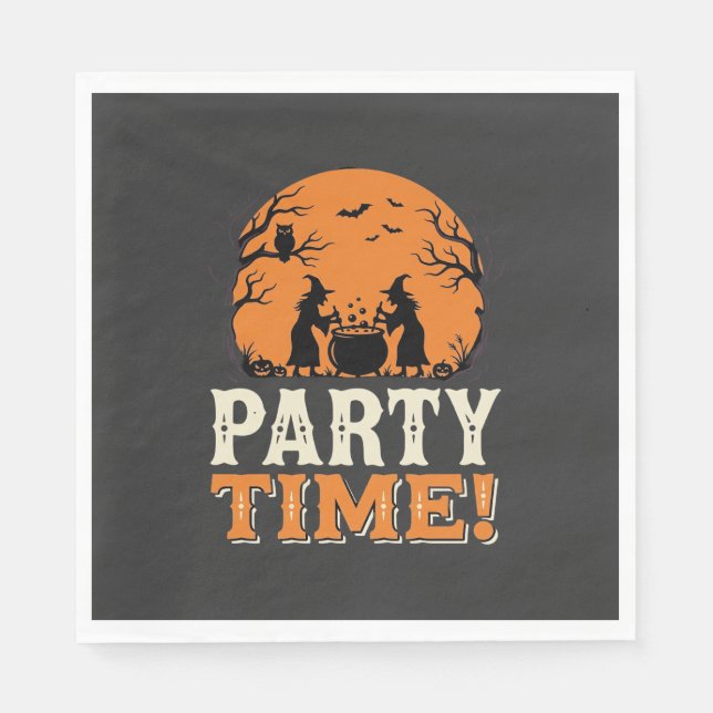 Halloween Party Time Witch Cauldron Design_1 Napkin (Front)