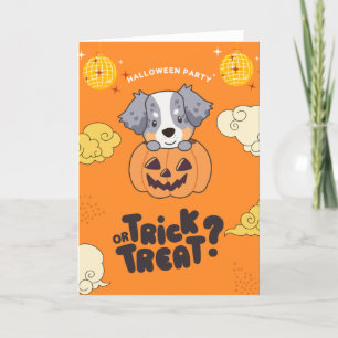 Halloween Party Trick Or Treat Australian Shepherd Holiday Card