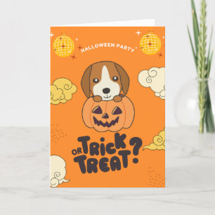Halloween Party Trick Or Treat Beagle Pumkin Holid Holiday Card