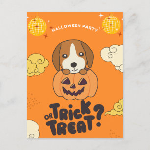 Halloween Party Trick Or Treat Beagle Pumkin Holid Holiday Postcard