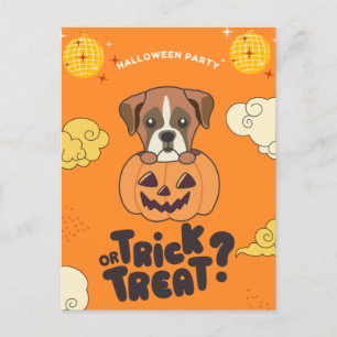 Halloween Party Trick Or Treat Boxer Pumkin Holida Holiday Postcard