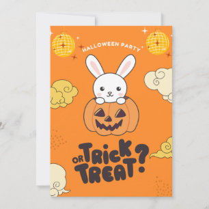Halloween Party Trick Or Treat Bunny Pumkin Holida Holiday Card
