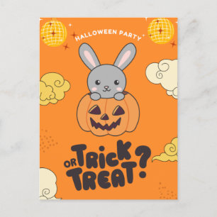 Halloween Party Trick Or Treat Bunny Pumkin Holida Holiday Postcard