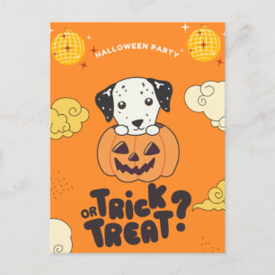 Halloween Party Trick Or Treat Dalmatian Pumkin Ho Holiday Postcard