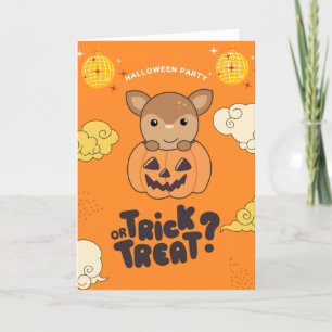 Halloween Party Trick Or Treat Deer Pumkin Holiday Card
