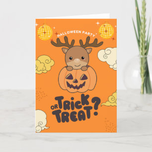 Halloween Party Trick Or Treat Deer Pumkin Holiday Card