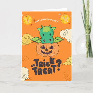 Halloween Party Trick Or Treat Dragon Pumkin Holid Holiday Card