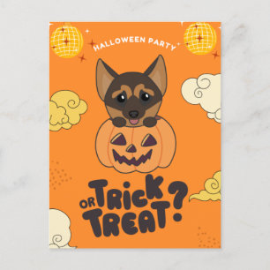 Halloween Party Trick Or Treat German Shepherd Hol Holiday Postcard