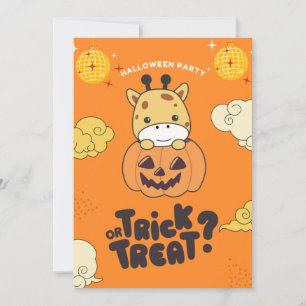 Halloween Party Trick Or Treat Giraffe Pumkin Holi Holiday Card