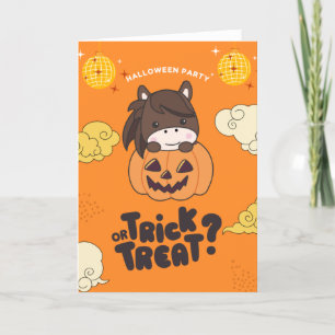 Halloween Party Trick Or Treat Horse Pumkin Holida Holiday Card