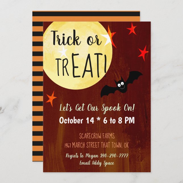 Halloween Party Trick or Treat Invitation (Front/Back)